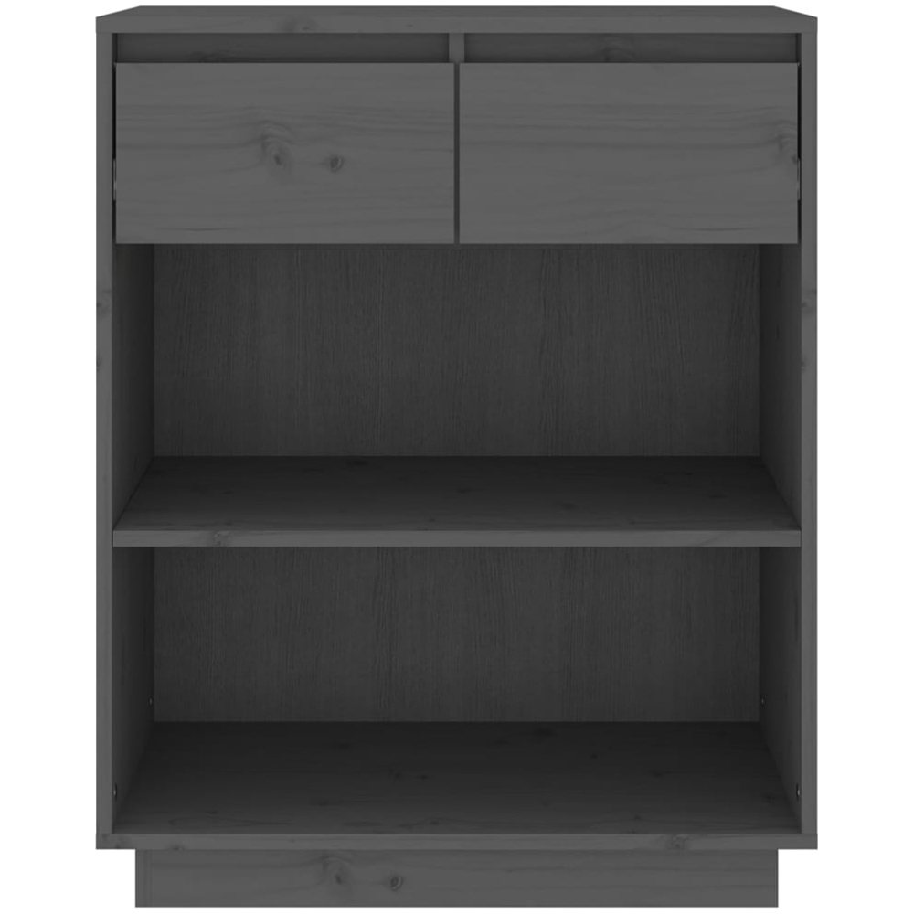 vidaXL 2 Drawer 2 Shelf Grey Solid Pine Wood Console Cabinet Image 5