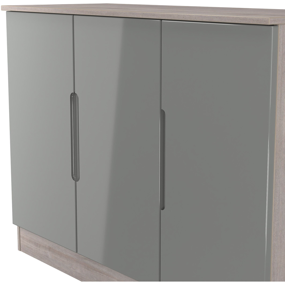 Crowndale Milan 3 Door Grey Gloss and Grey Oak Sideboard Ready Assembled Image 4