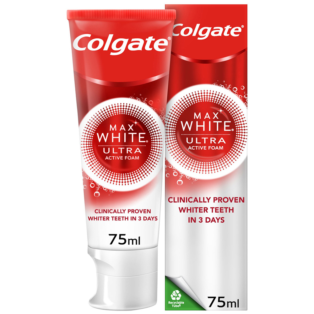 Colgate Max White Ultra Active Foam Whitening Toothpaste 75ml Image 2