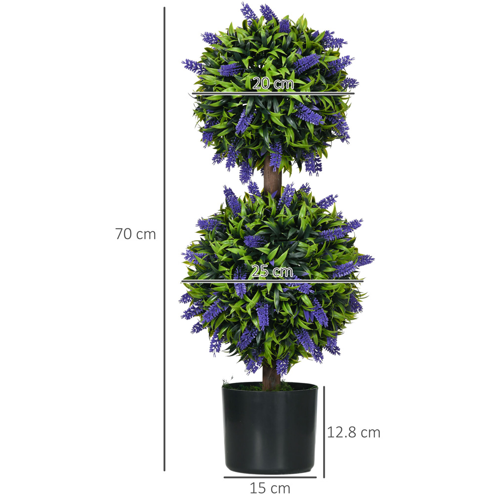 HOMCOM Lavender Flowers Ball Trees Artificial Plants 70cm 2 Pack Image 6