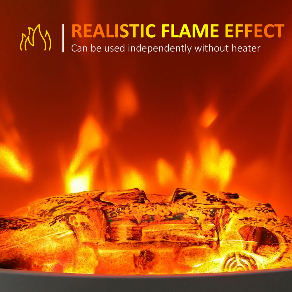 HOMCOM White Freestanding Electric Fireplace Heater with Flame Effect 1850W Image 6