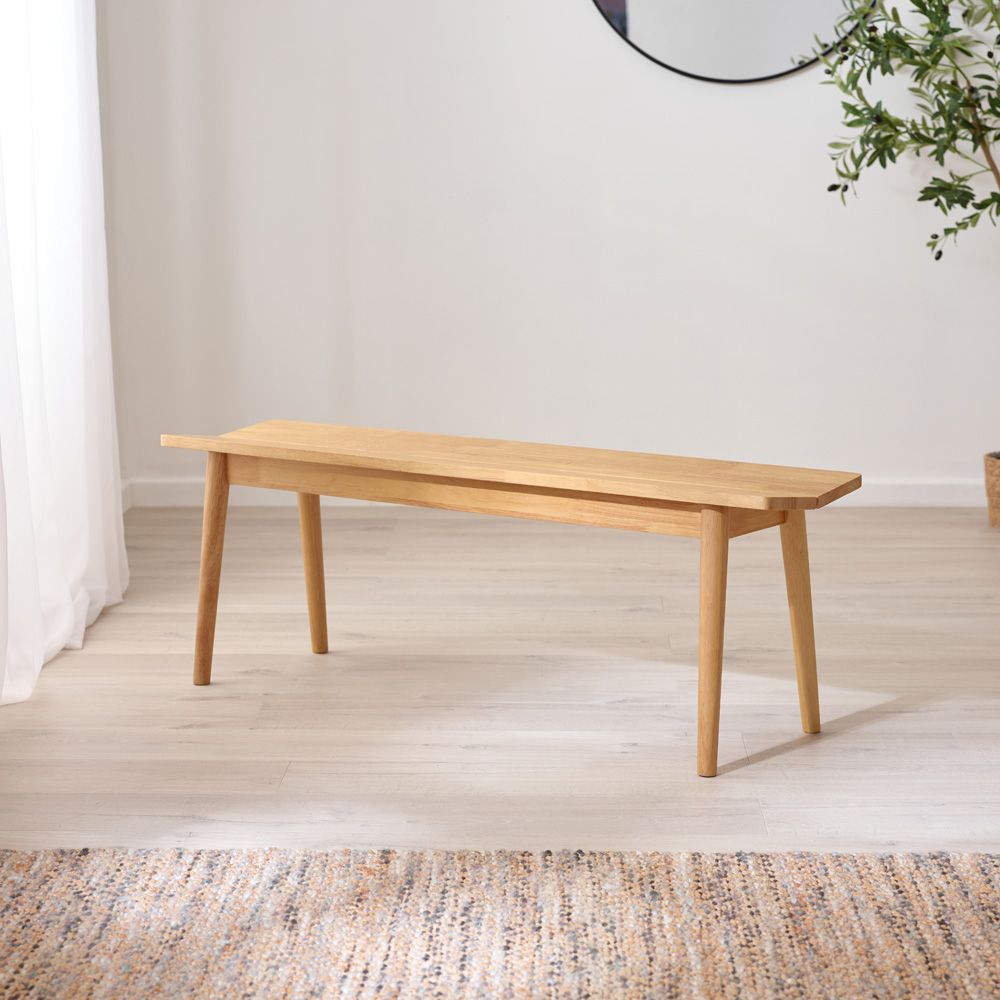 Furniturebox Lymington 3 Seater Oak Effect Solid Wood Dining Bench Image 8