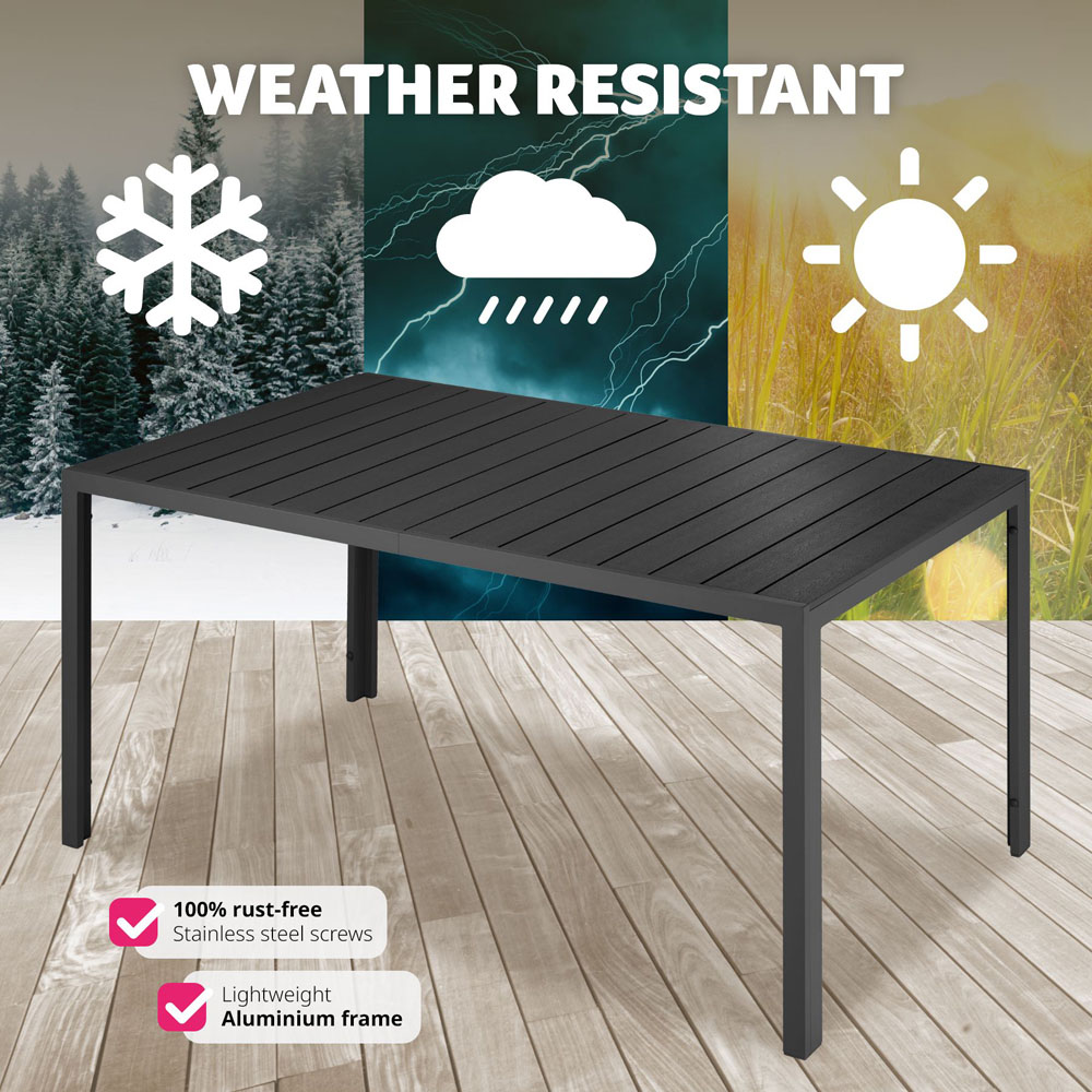 tectake Bianca Black Wood Look Aluminium Garden Table Image 7