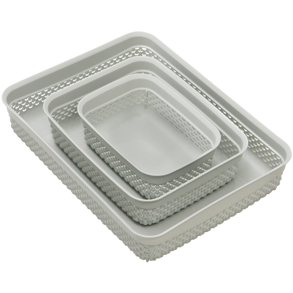 JVL Droplette Set of 3 Ice Grey Storage Baskets Image 3