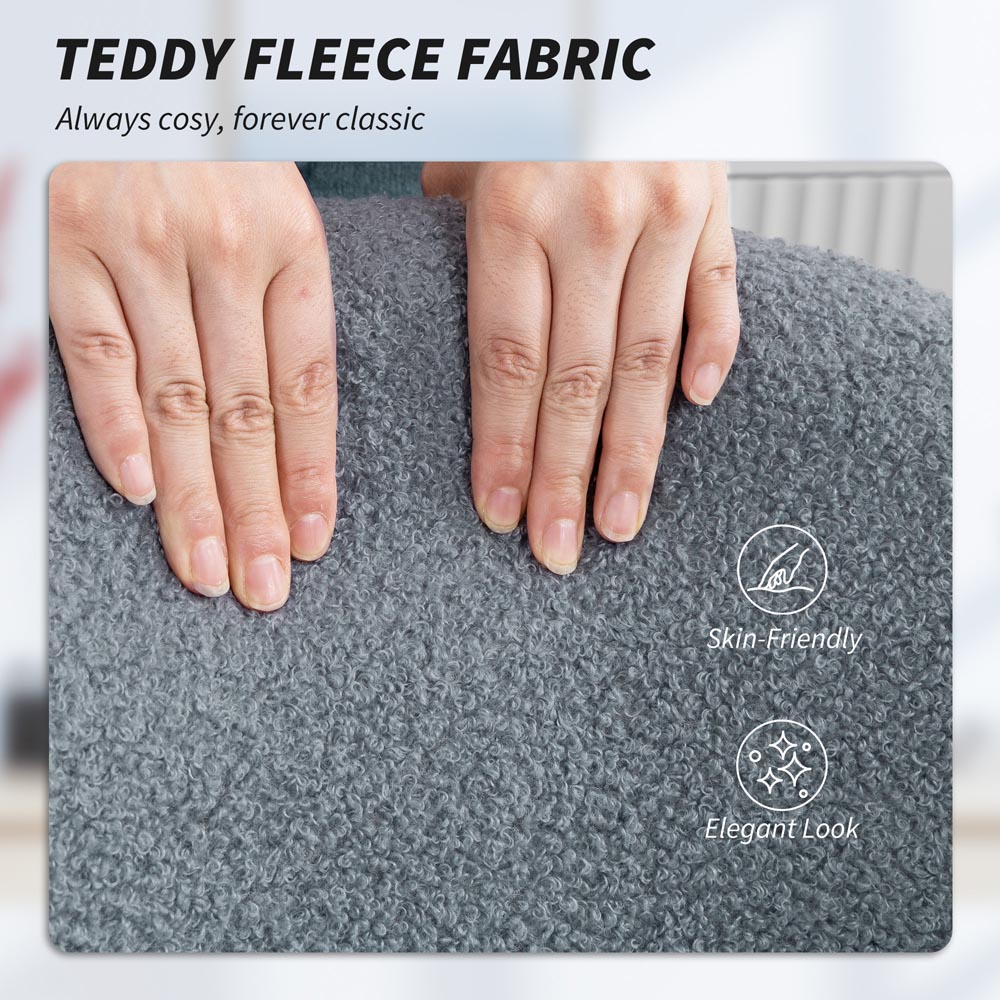 Portland Grey Teddy Fleece Height Adjustable Swivel Office Chair Image 5