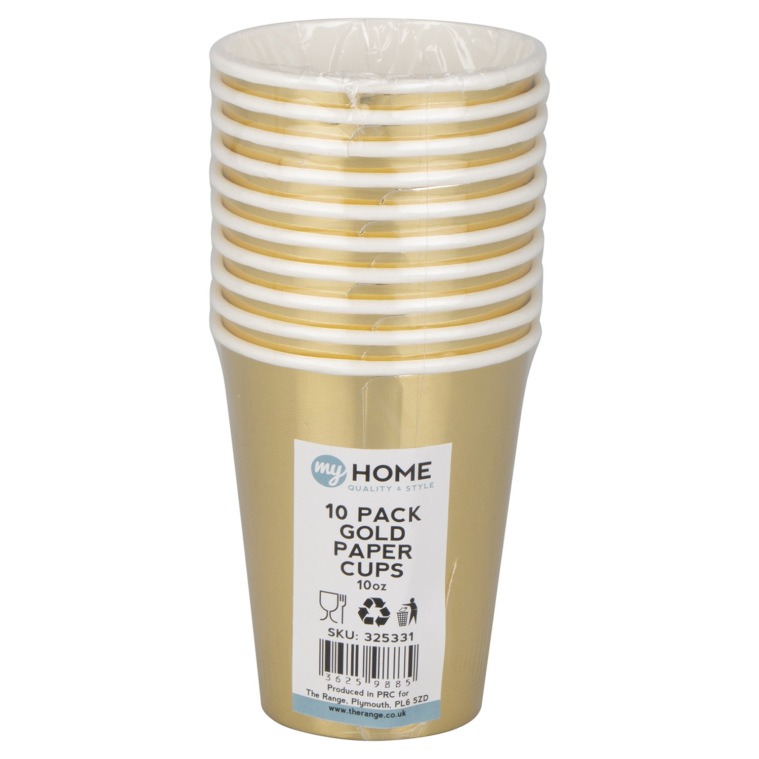 Gold Metallic Paper Cup 10 Pack Image 1