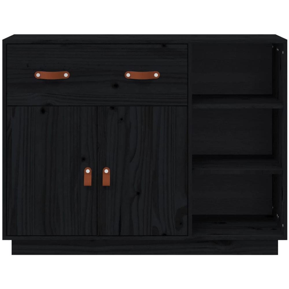 vidaXL 2 Door Single Drawer 3 Shelf Black Wooden Sideboard Image 3