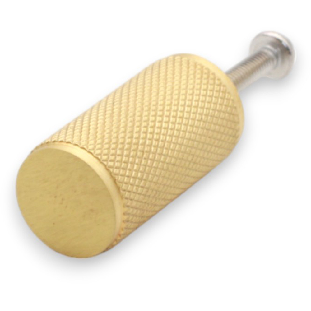 Spira Brass Satin Brass Knurled Cylinder Pull Cupboard Handle Image 3