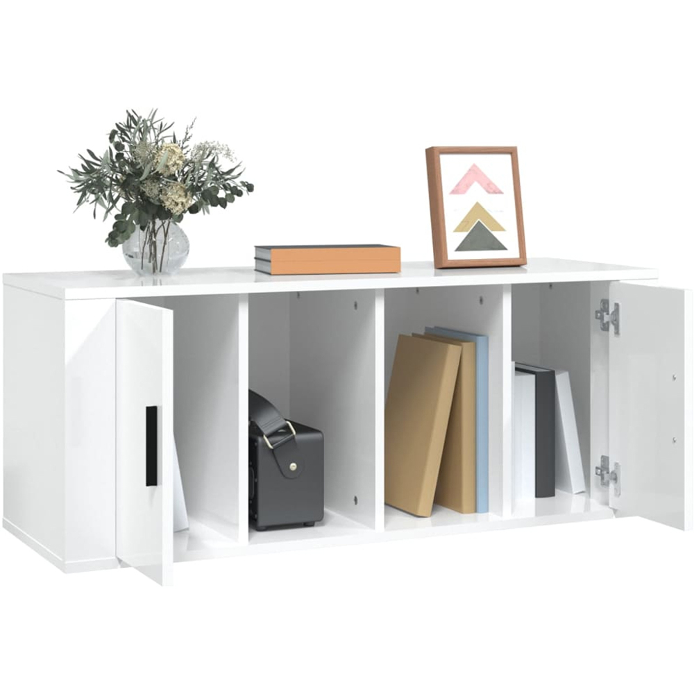 vidaXL 2 Door 2 Shelf White TV Cabinet Image 3