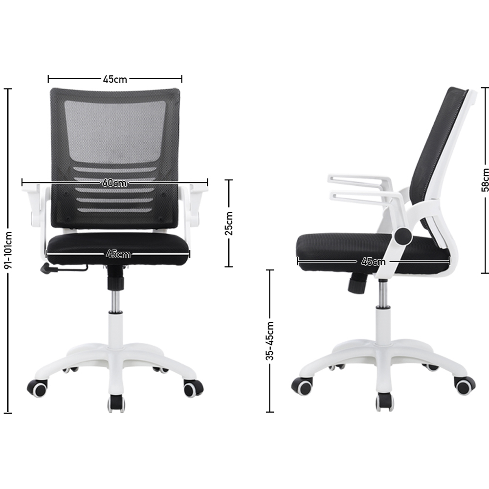 Living and Home White and Black Mesh Swivel Office Chair Image 9