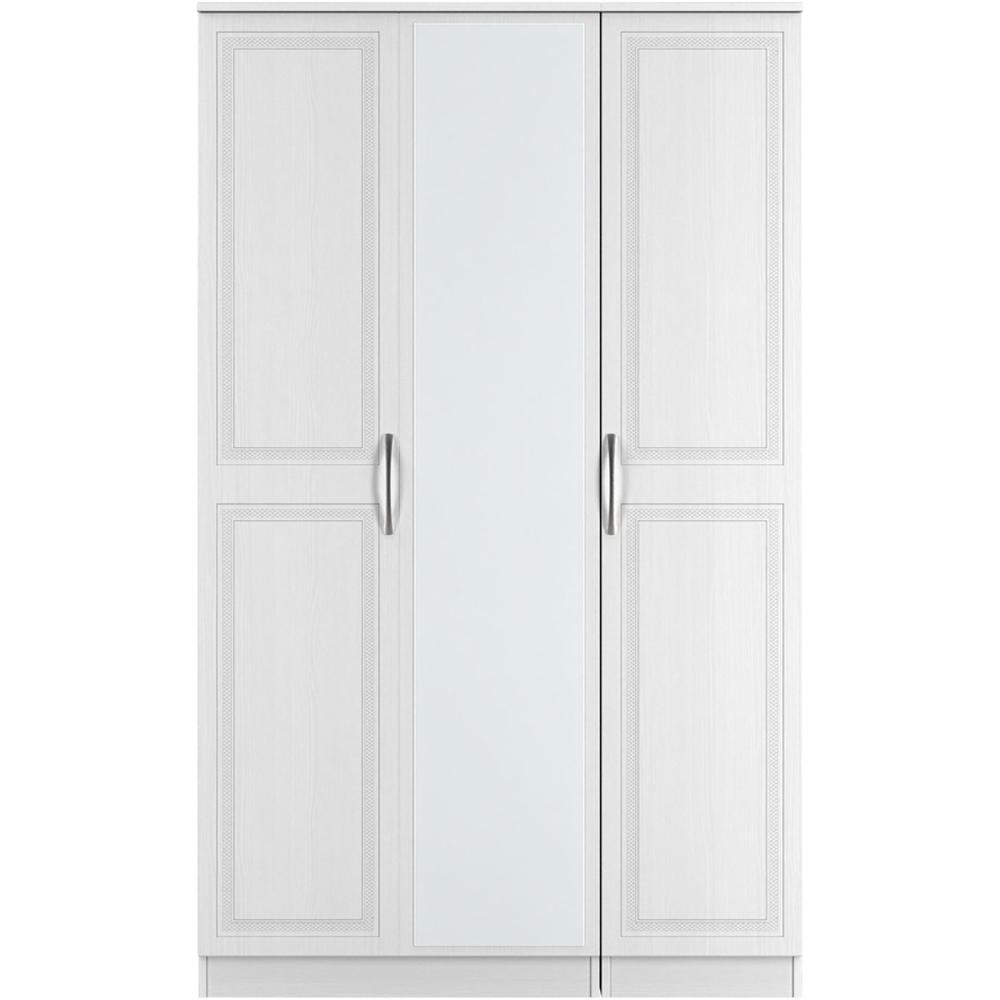 Crowndale Dorset 3 Door Signature White Mirrored Wardrobe Ready Assembled Image 2