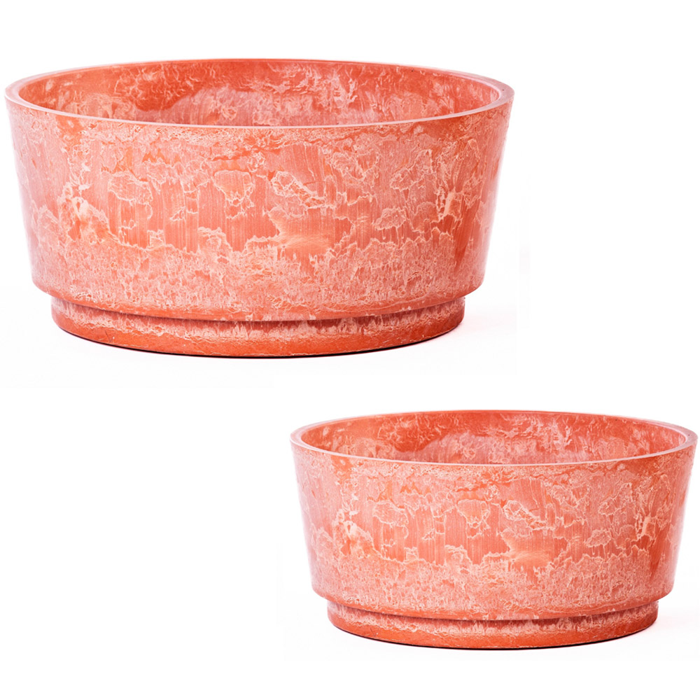 Garden Gear Caesar Terracotta Marble Effect Bowl Planter Set of 2 Image 1