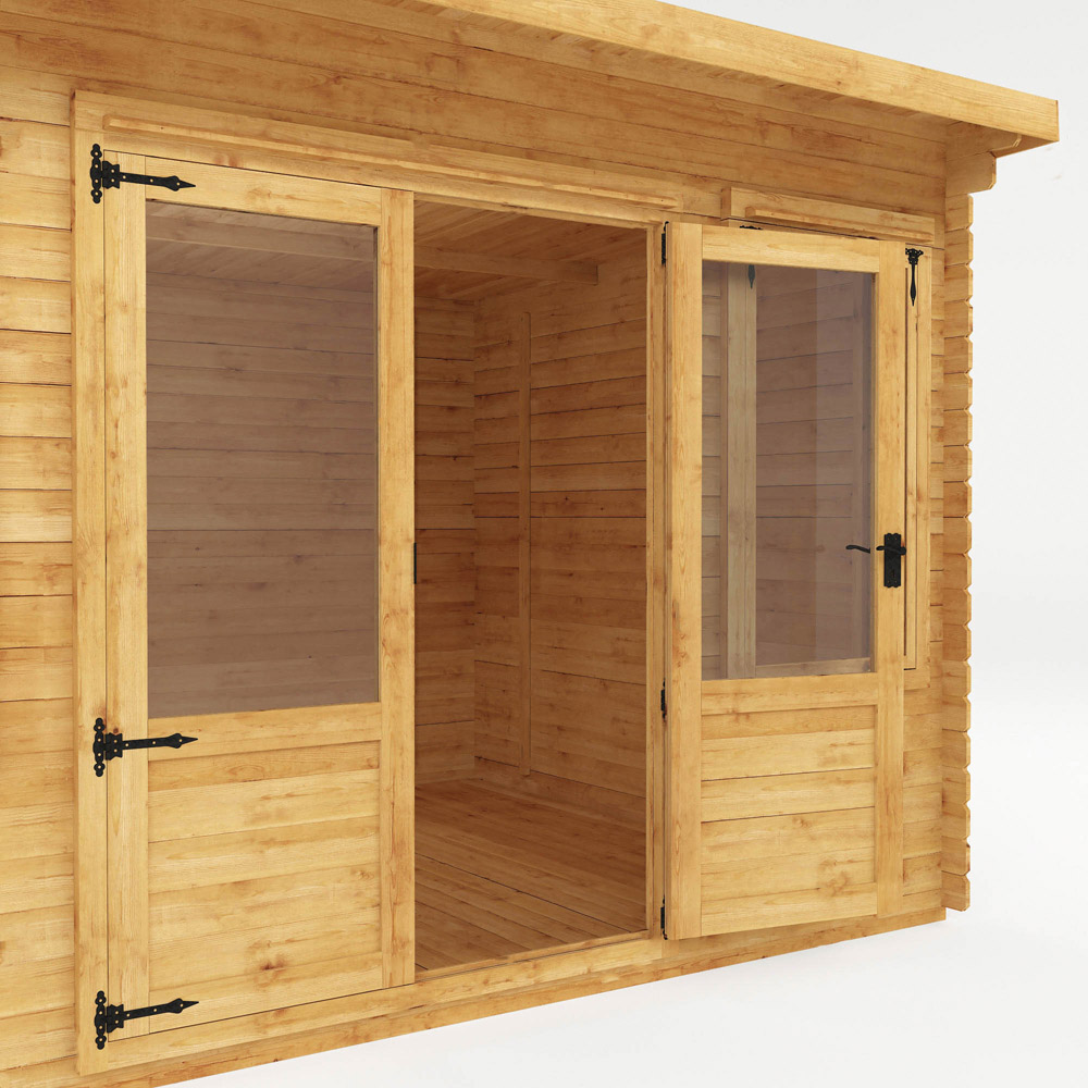 Mercia 13.1 x 9.8ft Double Door Wooden Pent Log Cabin Image 4