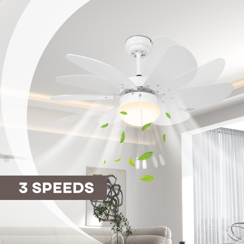 Portland White Reversible Ceiling Fan with LED Light Image 4