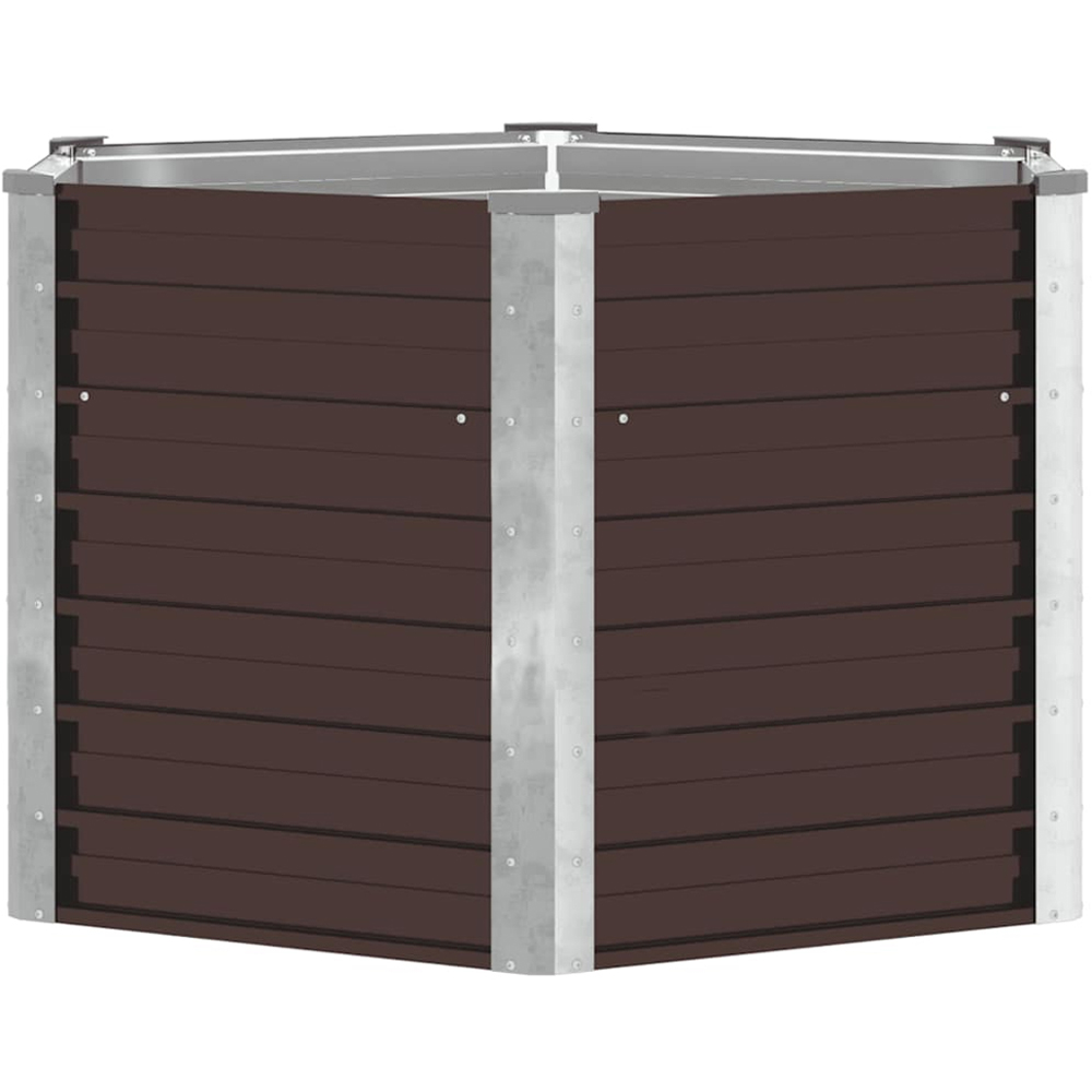 vidaXL Brown Galvanised Steel Hexagonal Raised Garden Bed 129 x 129 x 77cm Image 4