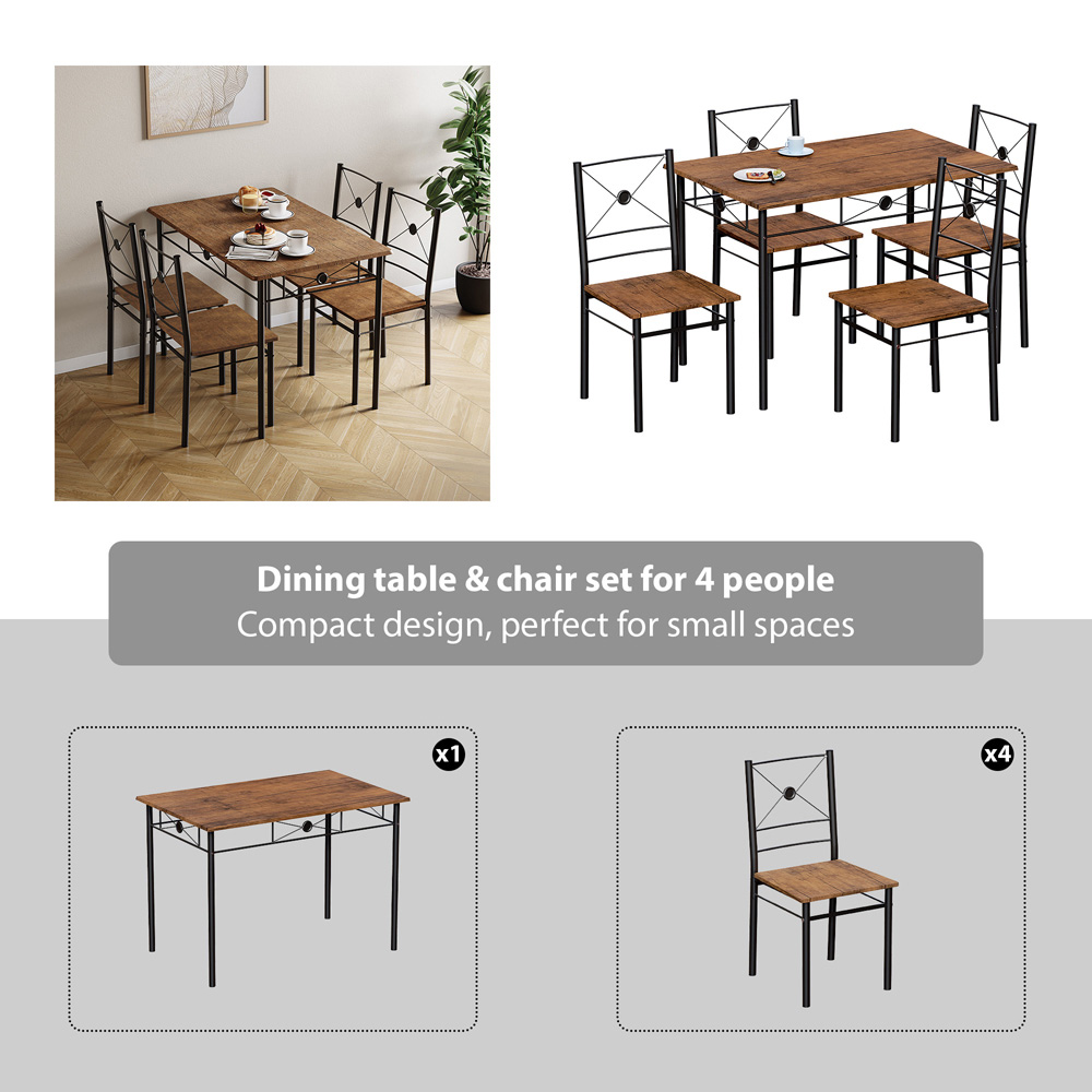 VIDA DESIGNS Roslyn 4 Seater Dining Set Dark Wood Image 6