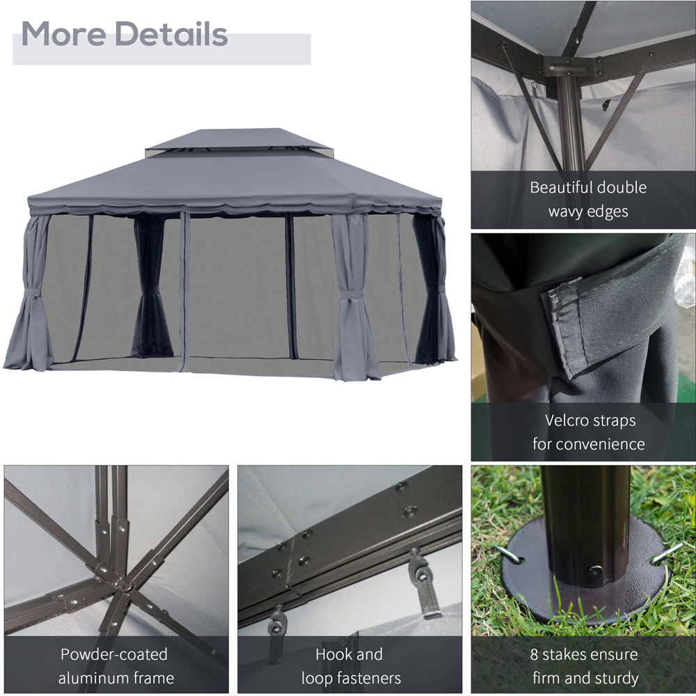 Outsunny 3 x 4m Dark Grey 2 Tier Roof Aluminium Garden Gazebo Image 6