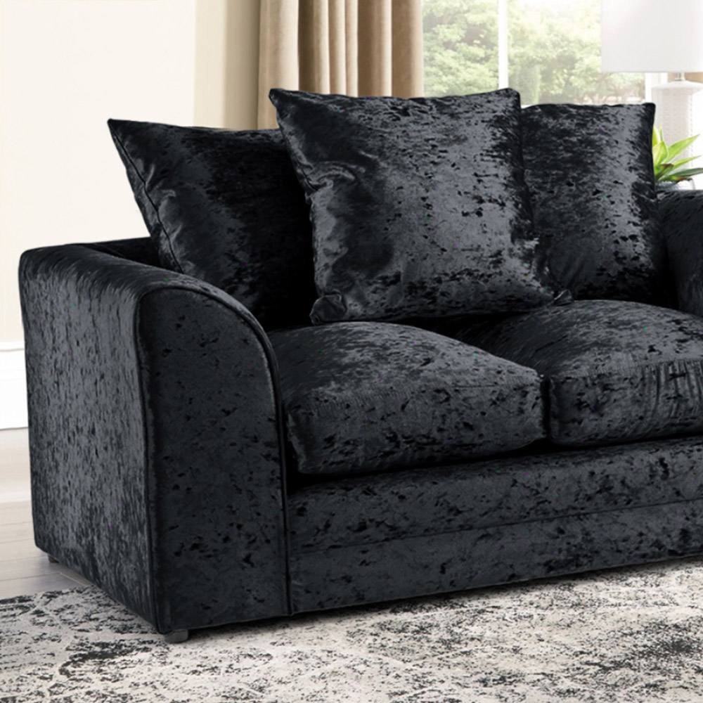 Portland Mirana Modern 2 Seater Black Crush Velvet Sofa Image 2