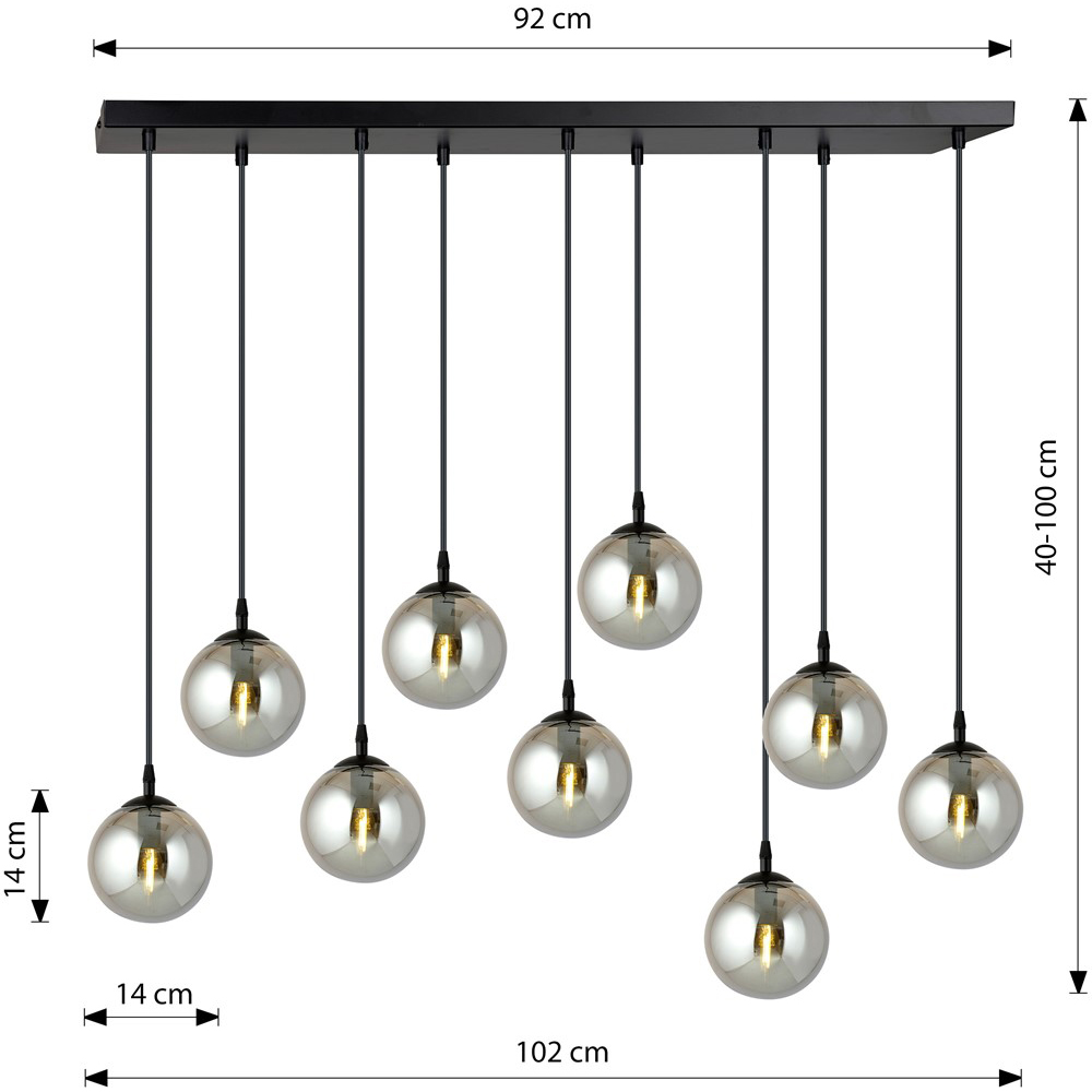 Emibig Cosmo 9 Light Graphite Shade Black E14 Ceiling Pendant Light Image 7