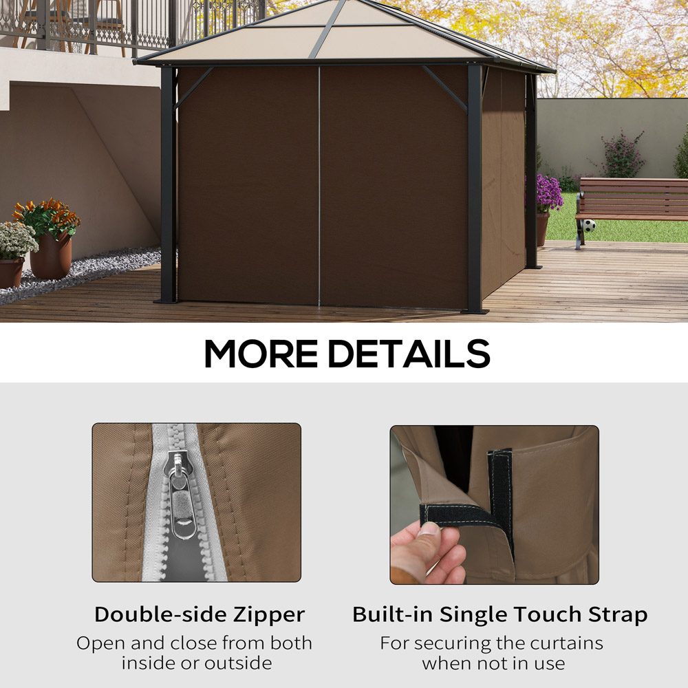 Outsunny 3 x 4m Brown Universal Gazebo Replacement Sidewall Panel 4 Pack Image 5