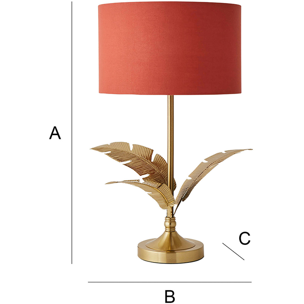 ValueLights Christina Rust Red and Gold Palm Leaf Single Stem Table Lamp and Bulb Image 7