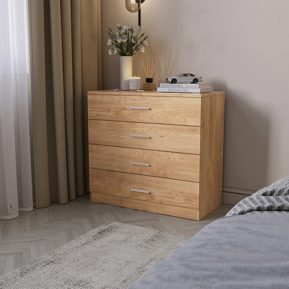 Seconique Dakota 4 Drawer Oak Effect Storage Chest Image 8