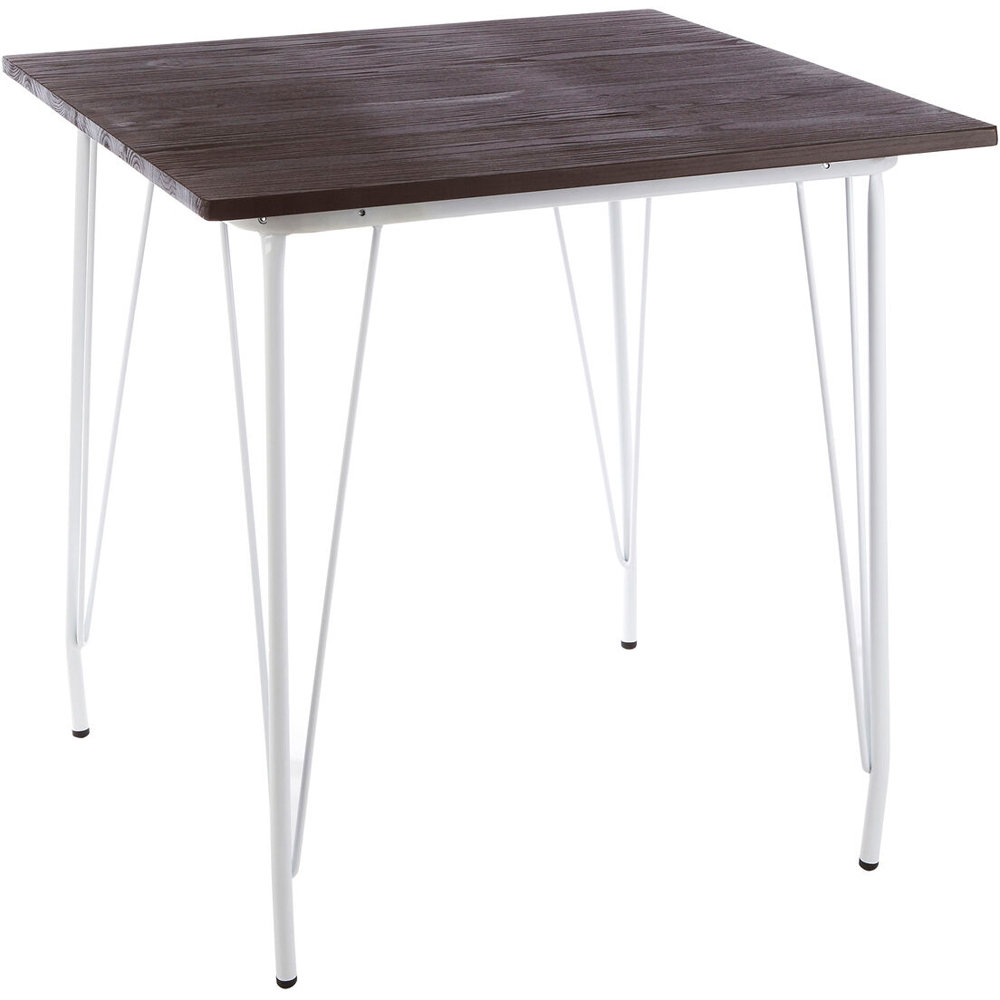 Premier Housewares 2 Seater White Metal and Elm Wood Dining Table Image 2