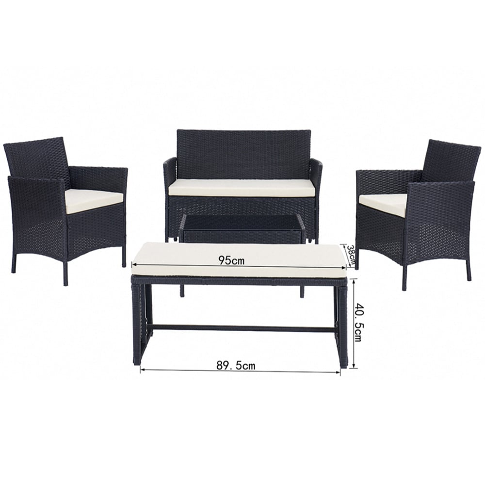 Home Detail Maya 4 Seater Black Rattan Sofa Dining Set with Cover Image 9
