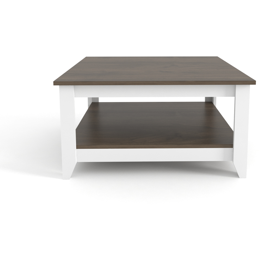 Decorotika Lea Single Shelf Walnut and White Coffee Table Image 3