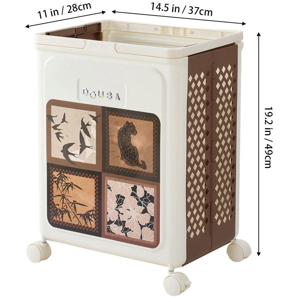 Living and Home Retro Foldable Laundry Basket with Castors Image 8