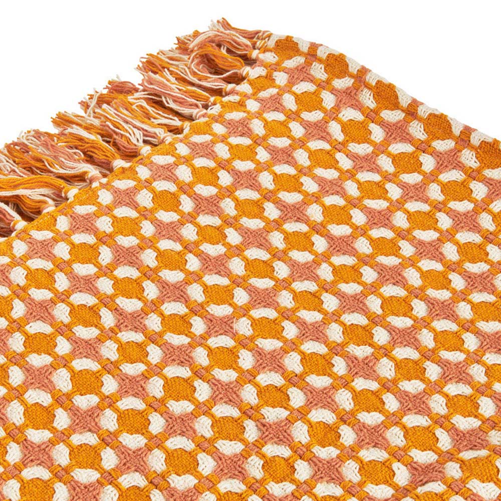 Wilko Orange Knitted Textured Throw 130cm x 170cm Image 3