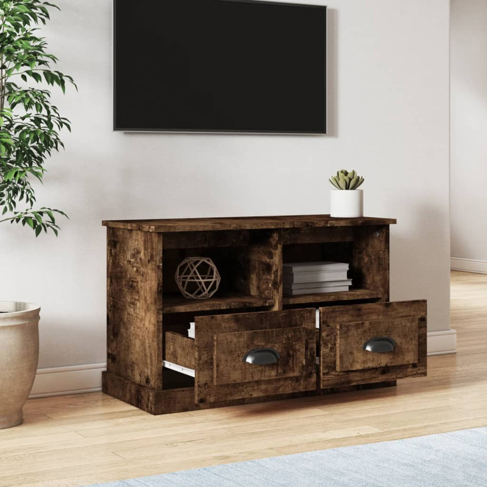 vidaXL 2 Drawer 2 Shelf Smoked Oak TV Cabinet Image 3