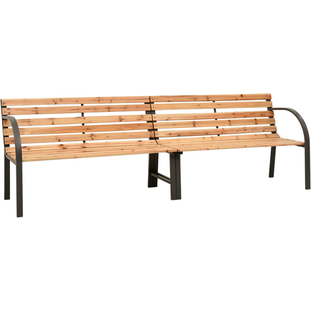 vidaXL Brown Solid Wood Fir Twin Garden Bench Image 1