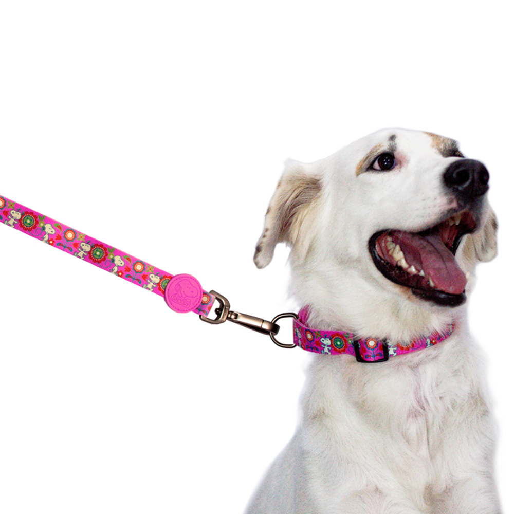 Snoopy Large Pink Flower Dog Collar Image 4