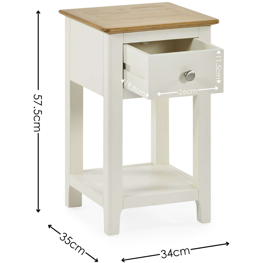 Julian Bowen Somerset Single Drawer Single Shelf White and Oak Compact Bedside Table Image 9