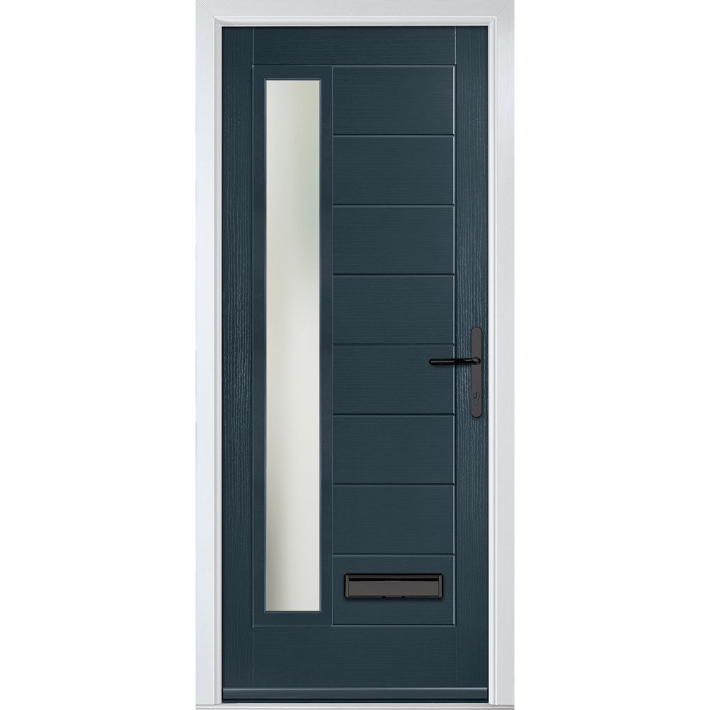 Crystal-Direct Monza Anthracite Grey GRP Clear Glass Left Hand Open Front Door 890 x 2090mm Image 1