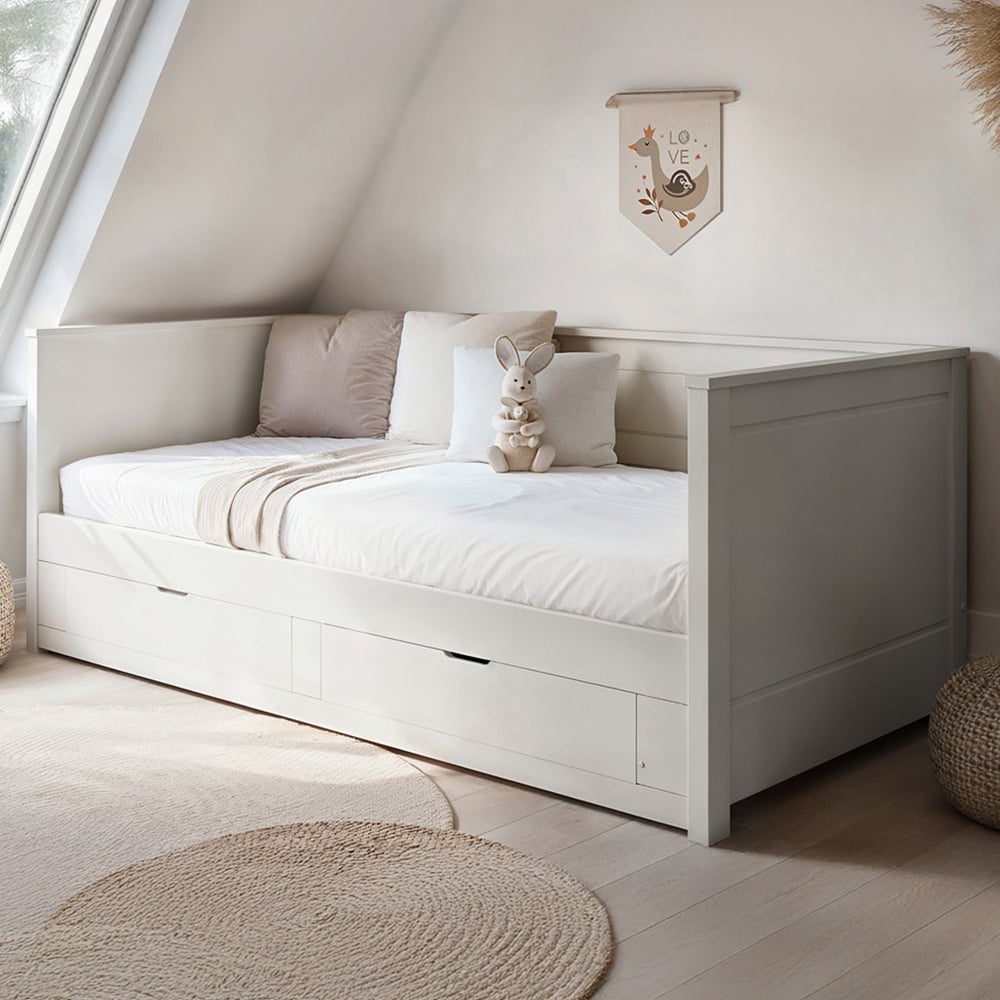 Noomi Iris 2 Drawer White Daybed with Trundle Image 1