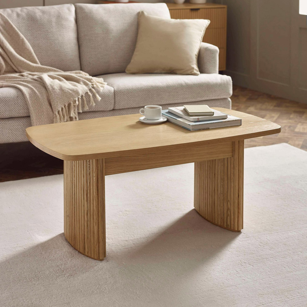 Julian Bowen Louis Light Oak Effect Fluted Compact Coffee Table Image 8