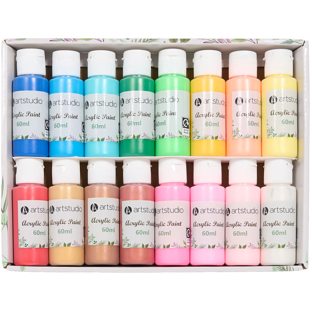 Pack of 16 Acrylic Paints Image 4