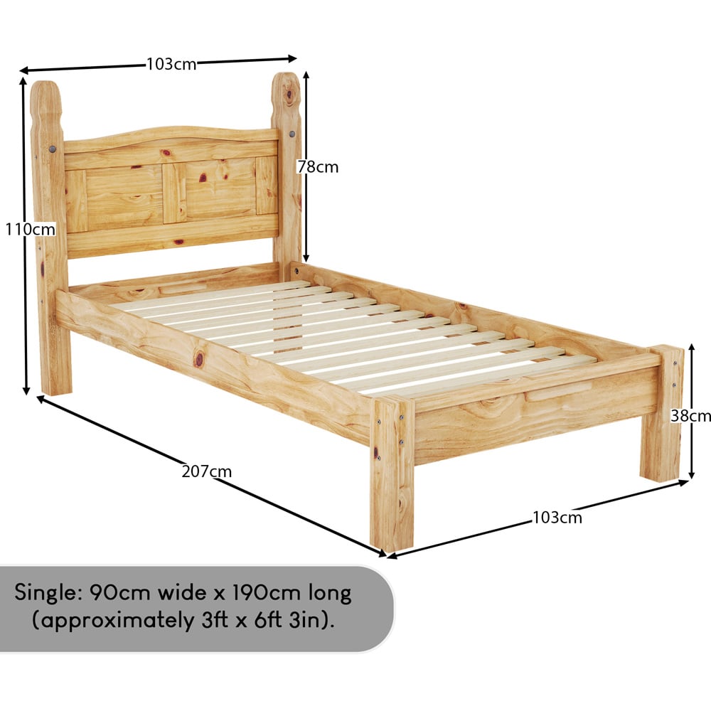 Vida Designs Corona Single Pine Low Foot Bed Frame Image 7