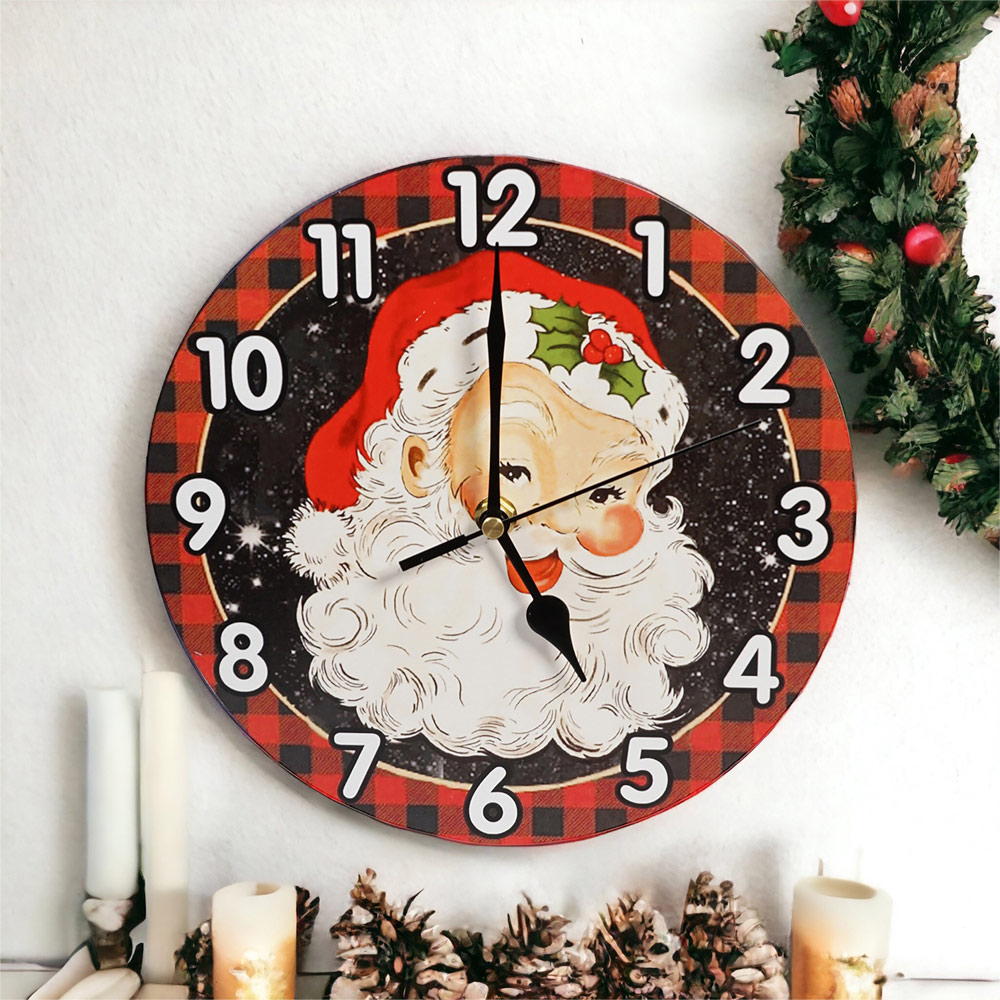 Xmas Haus Christmas Santa Wall Clock 23cm Image 2