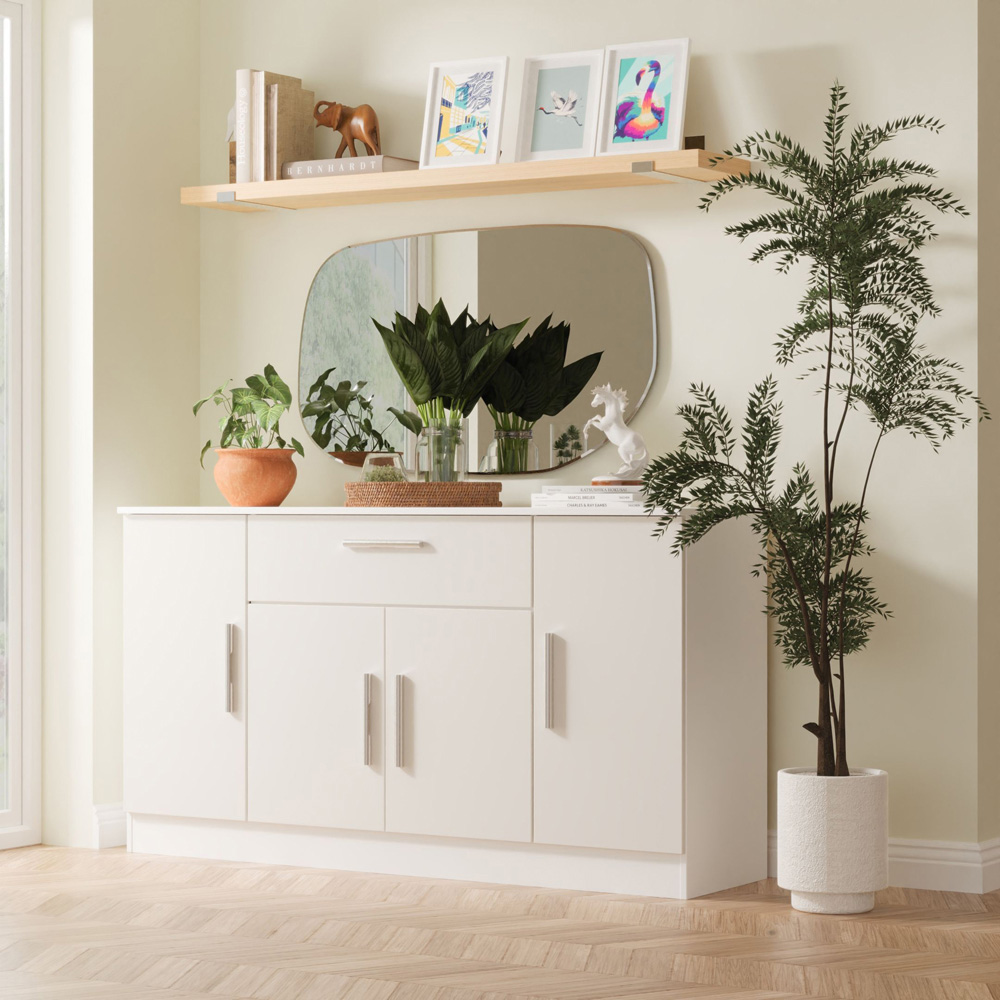 Crowndale Contrast 4 Door Single Drawer Grey Matt and White Wide Sideboard Ready Assembled Image 9