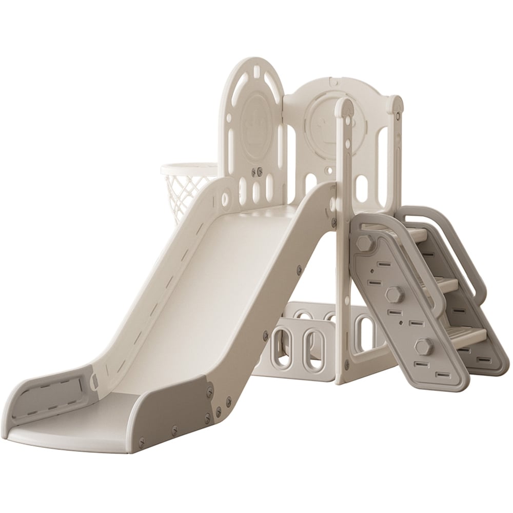 Tommy Toys 4 in 1 Toddler Grey Slide Play Set with Basketball Hoop Image 1