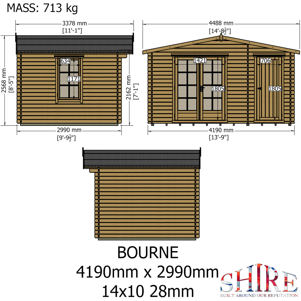 Shire Bourne 14 x 10ft Dual-Purpose Apex Garden Log Cabin with Integral Storage Image 9