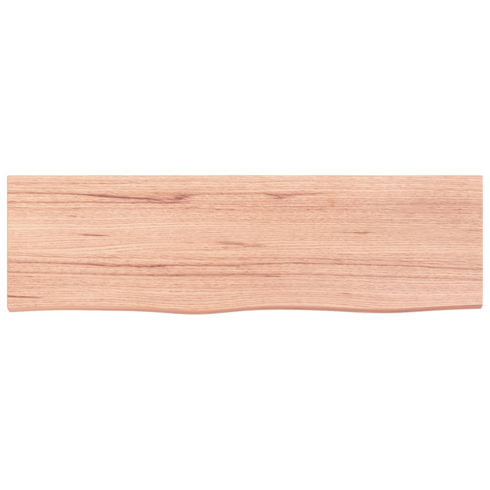 vidaXL 100cm Light Brown Treated Solid Oak Wood Floating Wall Shelf Image 3