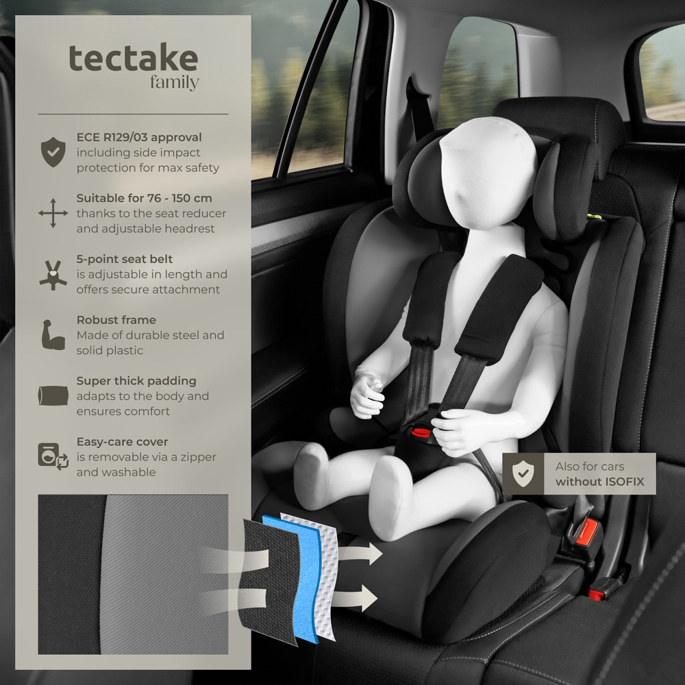 tectake Sophie ECE R129/03 Dark Grey and Black Car Seat Image 6