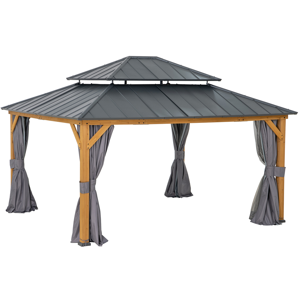 Sunjoy Trivor 3.9 x 4.5m Anthracite Cedar Wood Gazebo Image 2