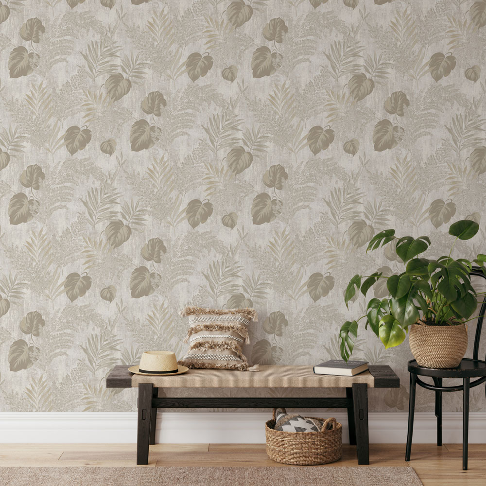 Muriva Phelan Leaf Cream Wallpaper Image 5