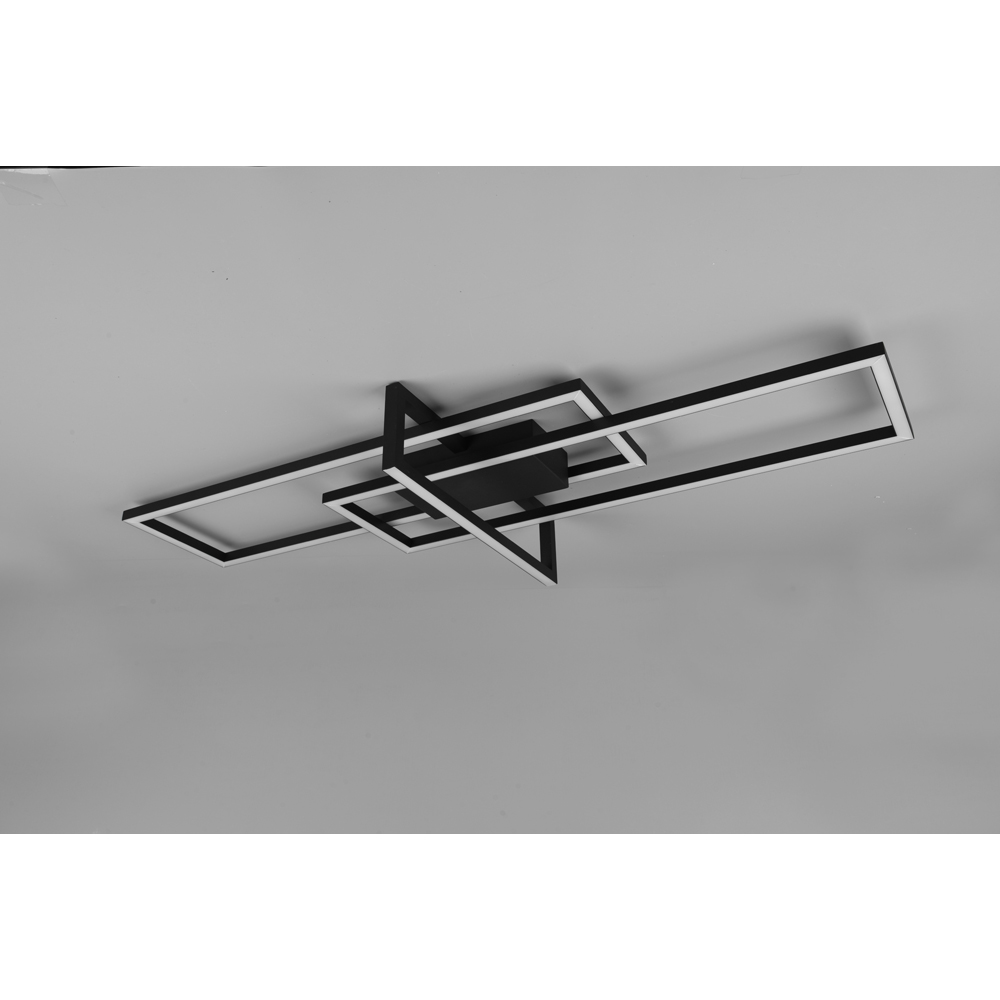 TRIO Salinas Matt Black Rectangular LED Ceiling Light Image 3