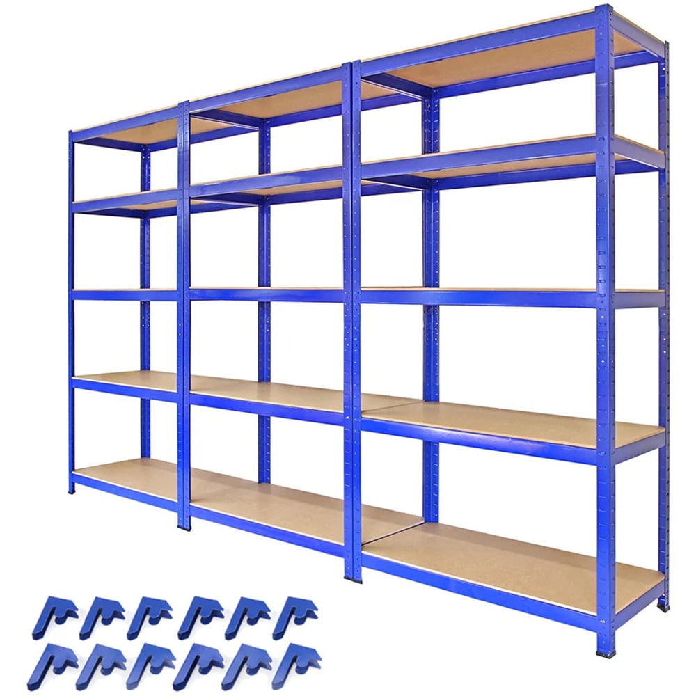 Monster Shop T-RAX Blue Metal Racking Units and Bay Connectors 180 x 90 x 45cm 3 Pack Image 1
